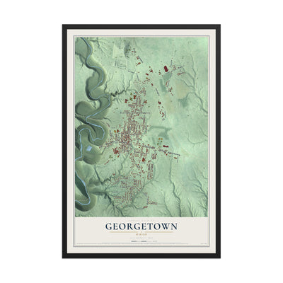 Map of Georgetown, Ohio, 12 x 18 inch print in a black wood frame