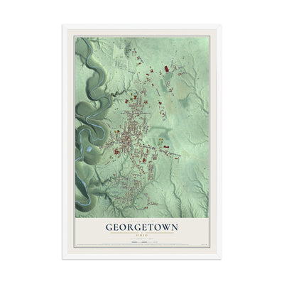 Map of Georgetown, Ohio, 12 x 18 inch print in a white wood frame