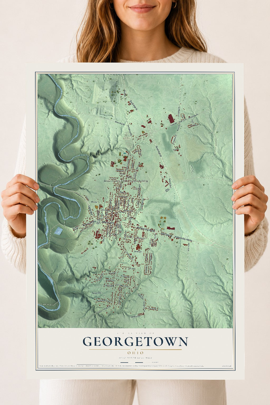 Map of Georgetown, Ohio, 18 x 24 inch unframed archival matte print