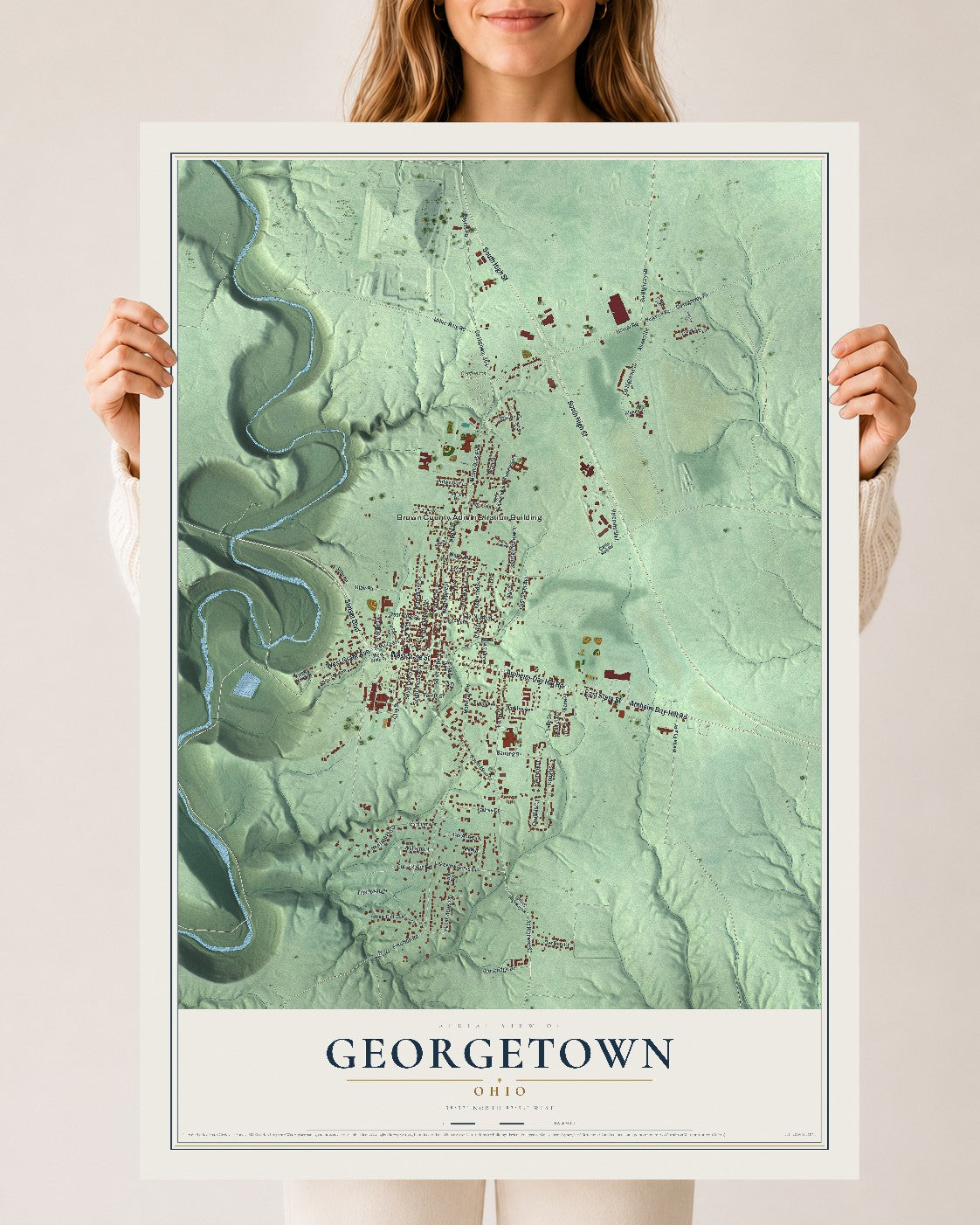 Map of Georgetown, Ohio, 24 x 36 inch unframed archival matte print