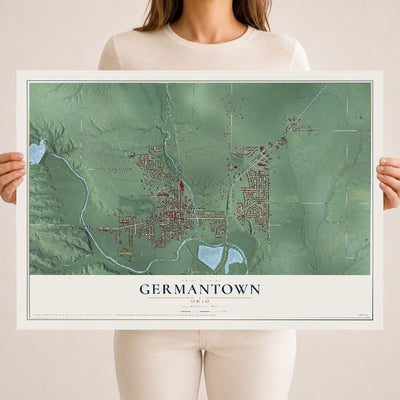 Map of Germantown, Ohio, 18 x 24 inch unframed archival matte print