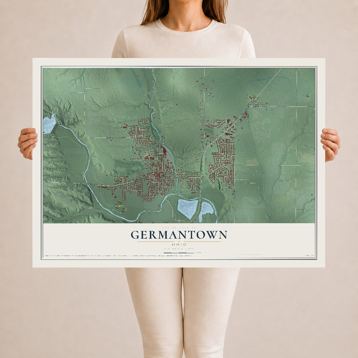 Map of Germantown, Ohio, 24 x 36 inch unframed archival matte print