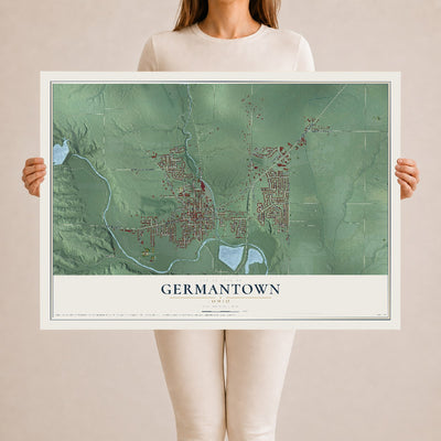 Map of Germantown, Ohio, 24 x 36 inch unframed archival matte print