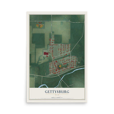 Map of Gettysburg, Ohio, 12 x 18 inch unframed archival matte print