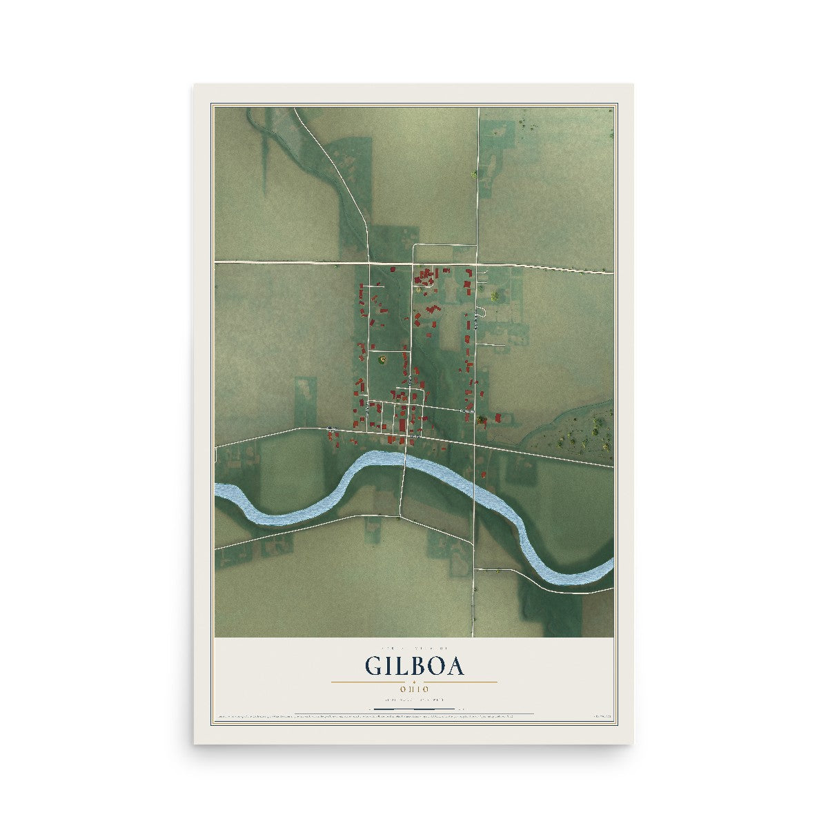 Map of Gilboa, Ohio, 12 x 18 inch unframed archival matte print