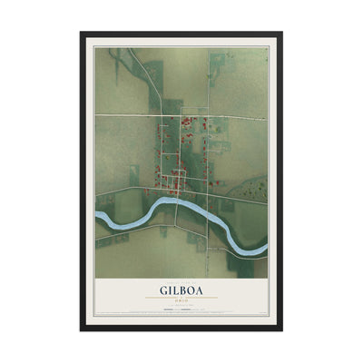 Map of Gilboa, Ohio, 12 x 18 inch print in a black wood frame