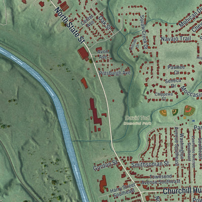 Second close-up of the map of Girard, Ohio print showing more streets and buildings