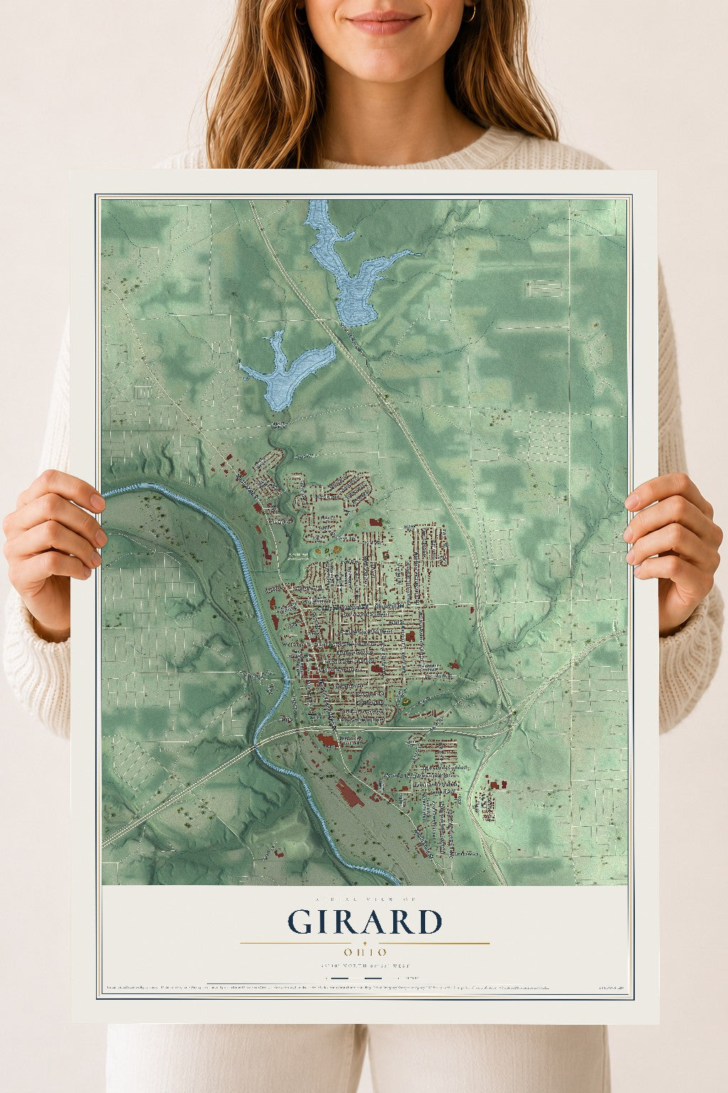 Map of Girard, Ohio, 18 x 24 inch unframed archival matte print