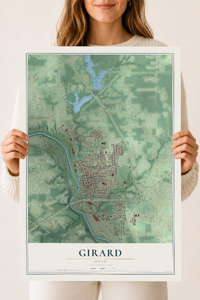 Map of Girard, Ohio, 18 x 24 inch unframed archival matte print