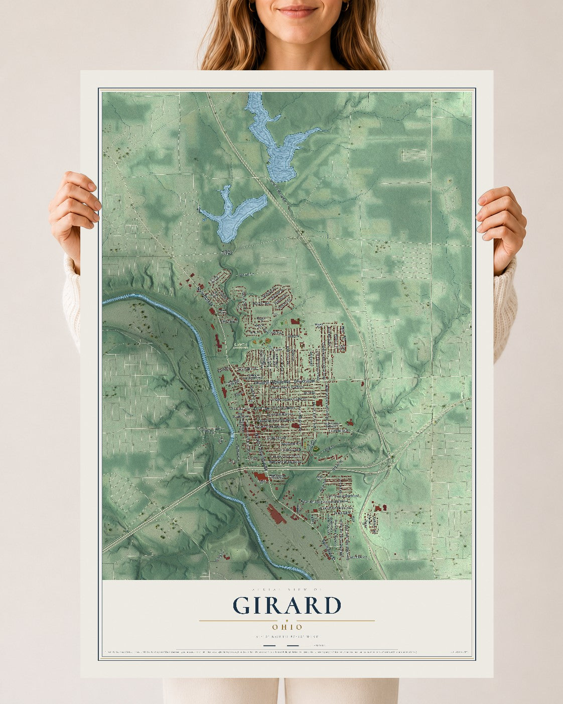 Map of Girard, Ohio, 24 x 36 inch unframed archival matte print