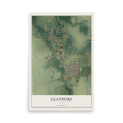 Map of Glandorf, Ohio, 12 x 18 inch unframed archival matte print