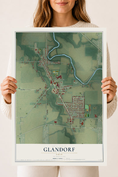 Map of Glandorf, Ohio, 18 x 24 inch unframed archival matte print