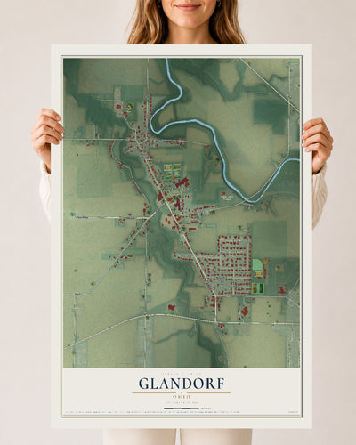 Map of Glandorf, Ohio, 24 x 36 inch unframed archival matte print