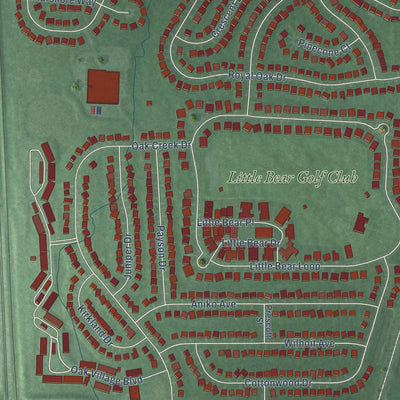 Close-up of the map of Glen Oak, Ohio print showing street and building detail