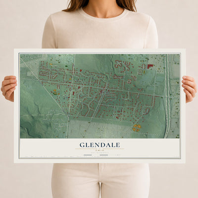 Map of Glendale, Ohio, 12 x 18 inch unframed archival matte print