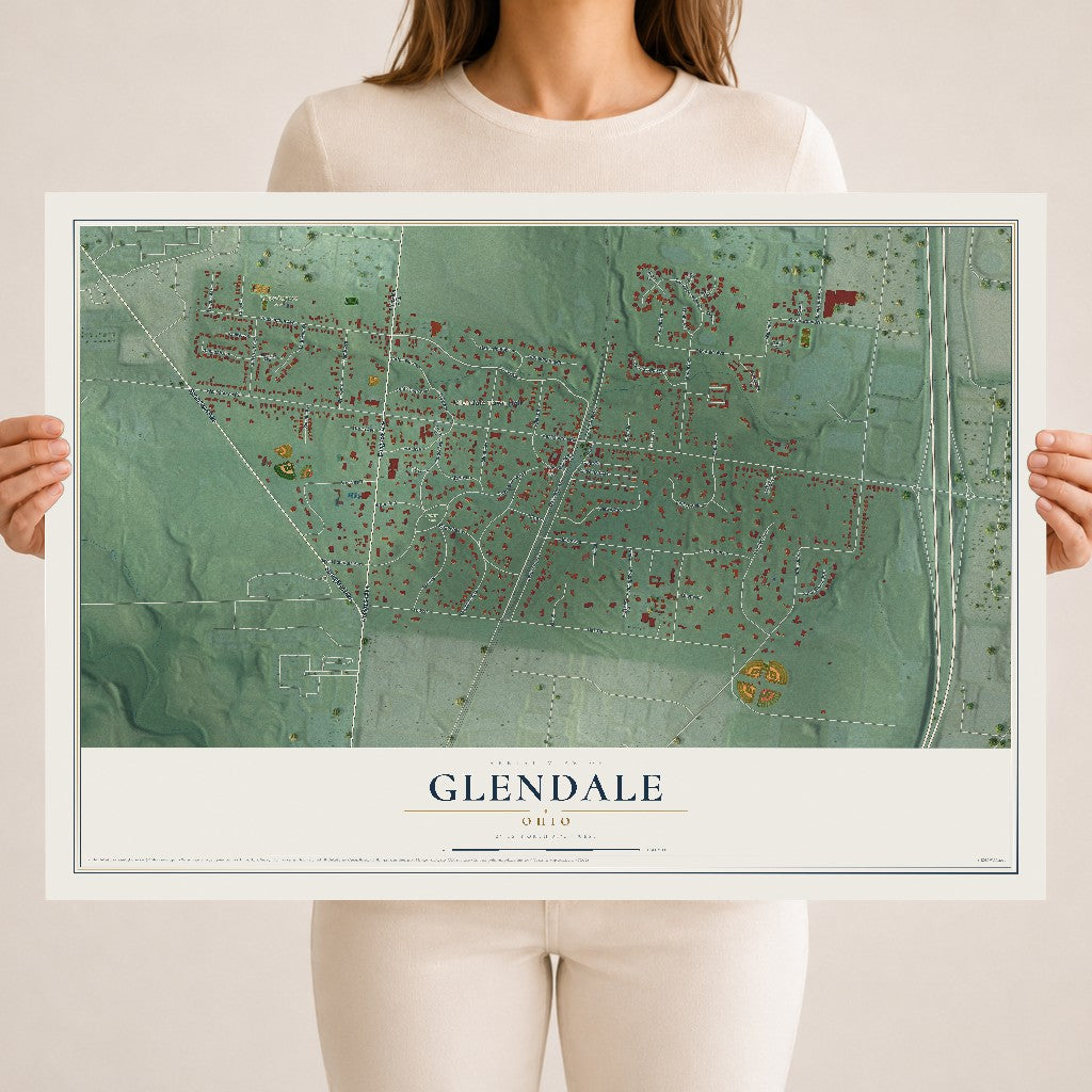 Map of Glendale, Ohio, 18 x 24 inch unframed archival matte print