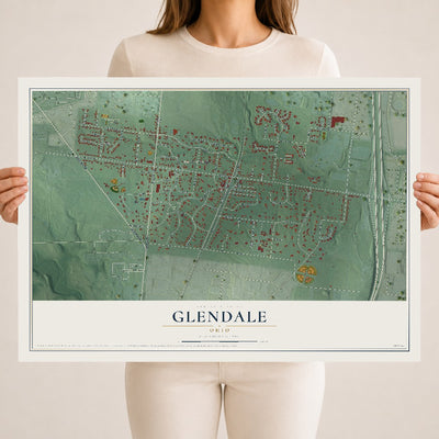 Map of Glendale, Ohio, 18 x 24 inch unframed archival matte print