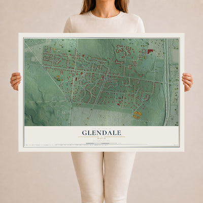 Map of Glendale, Ohio, 24 x 36 inch unframed archival matte print