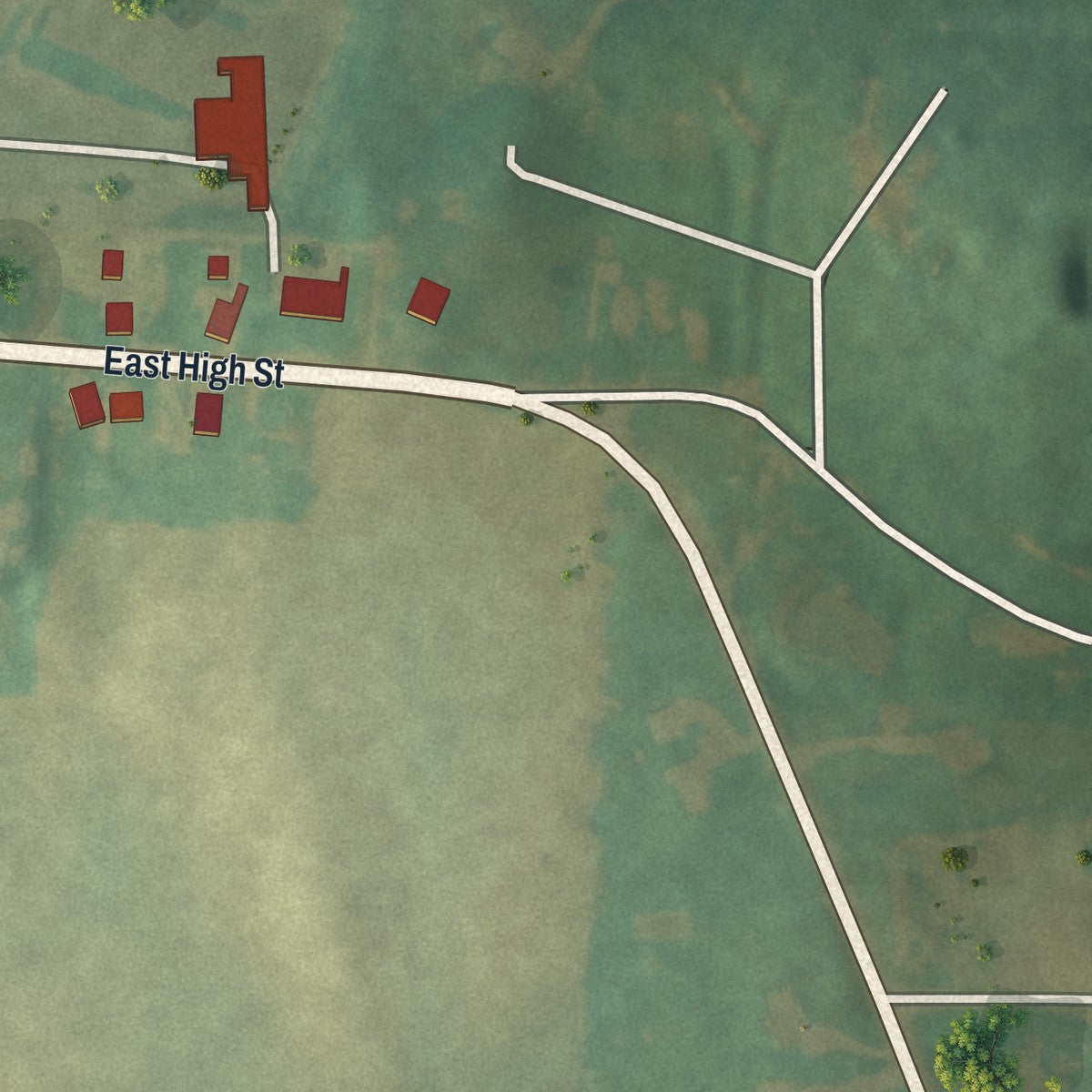 Second close-up of the map of Glenford, Ohio print showing more streets and buildings