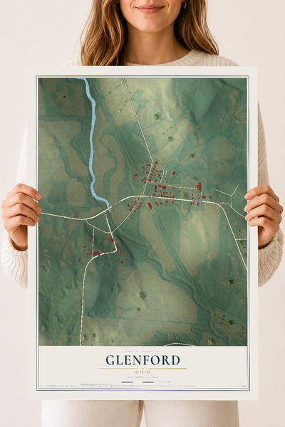 Map of Glenford, Ohio, 18 x 24 inch unframed archival matte print