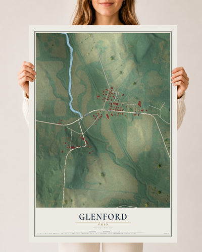 Map of Glenford, Ohio, 24 x 36 inch unframed archival matte print