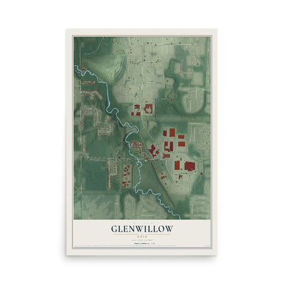 Map of Glenwillow, Ohio, 12 x 18 inch unframed archival matte print