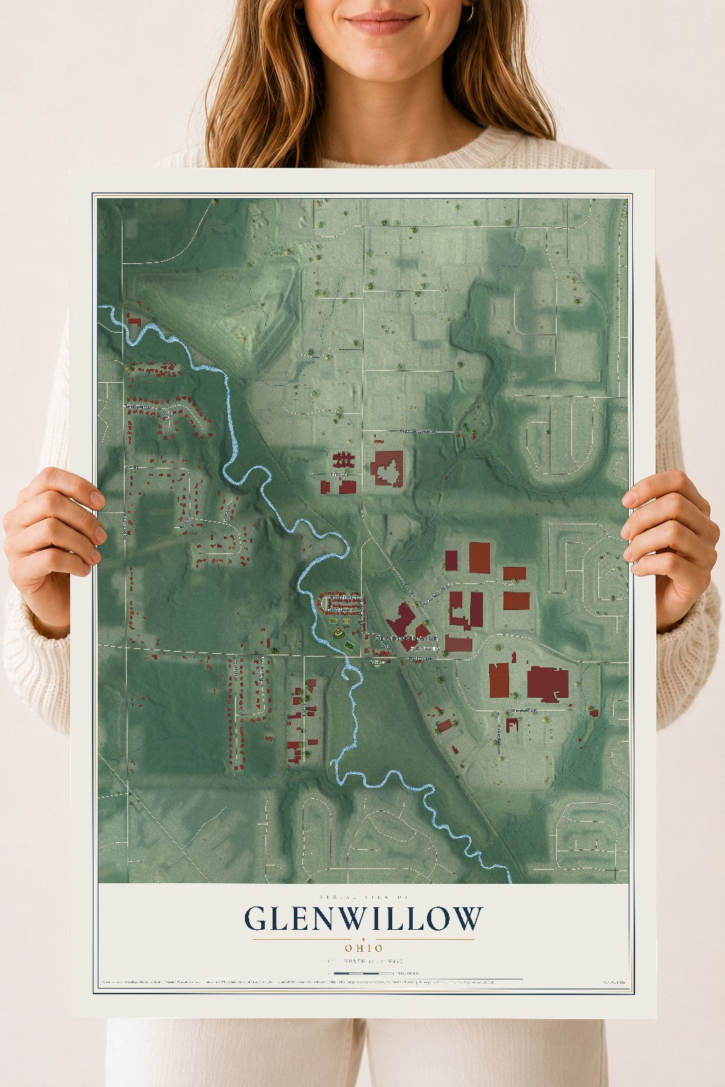 Map of Glenwillow, Ohio, 18 x 24 inch unframed archival matte print