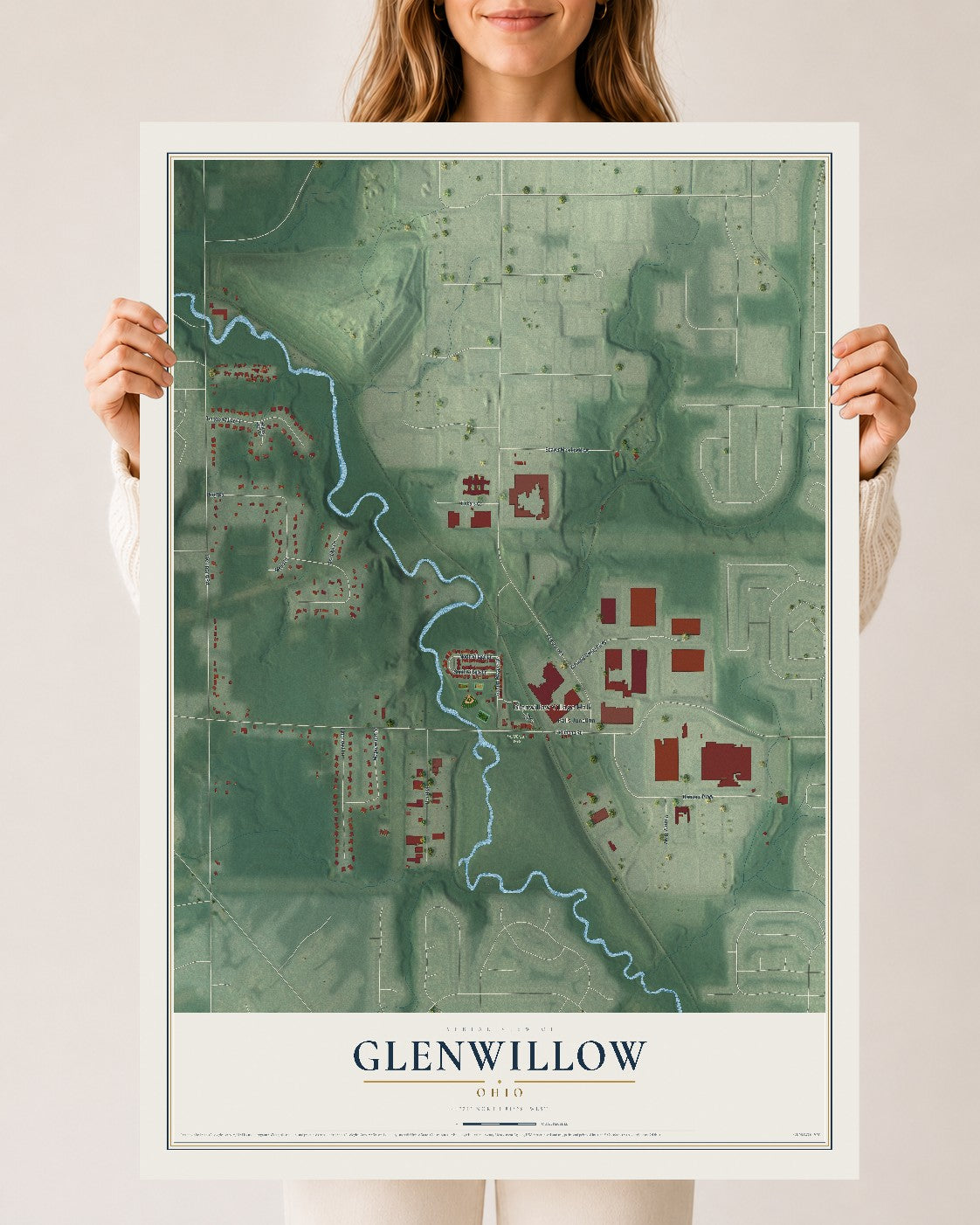Map of Glenwillow, Ohio, 24 x 36 inch unframed archival matte print