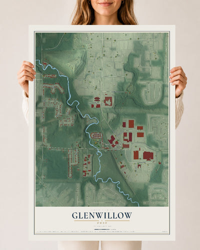 Map of Glenwillow, Ohio, 24 x 36 inch unframed archival matte print