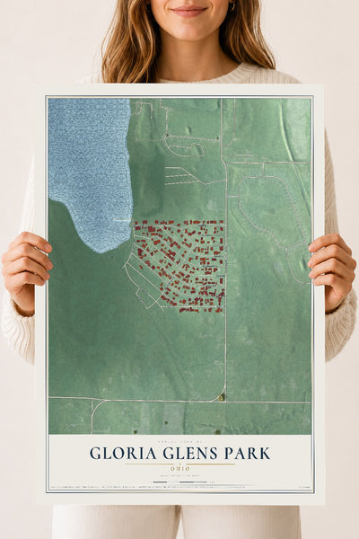 Map of Gloria Glens Park, Ohio, 18 x 24 inch unframed archival matte print