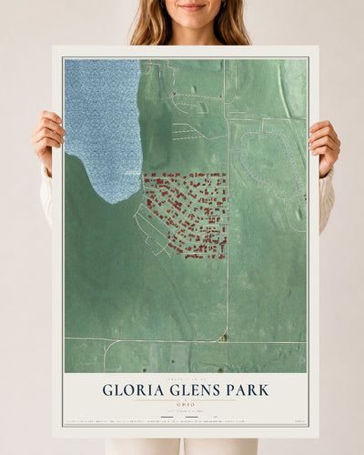Map of Gloria Glens Park, Ohio, 24 x 36 inch unframed archival matte print