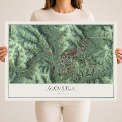 Map of Glouster, Ohio, 18 x 24 inch unframed archival matte print