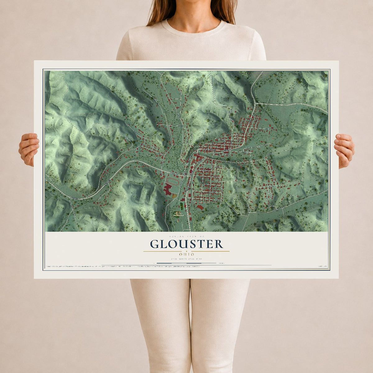 Map of Glouster, Ohio, 24 x 36 inch unframed archival matte print