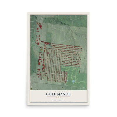 Map of Golf Manor, Ohio, 12 x 18 inch unframed archival matte print