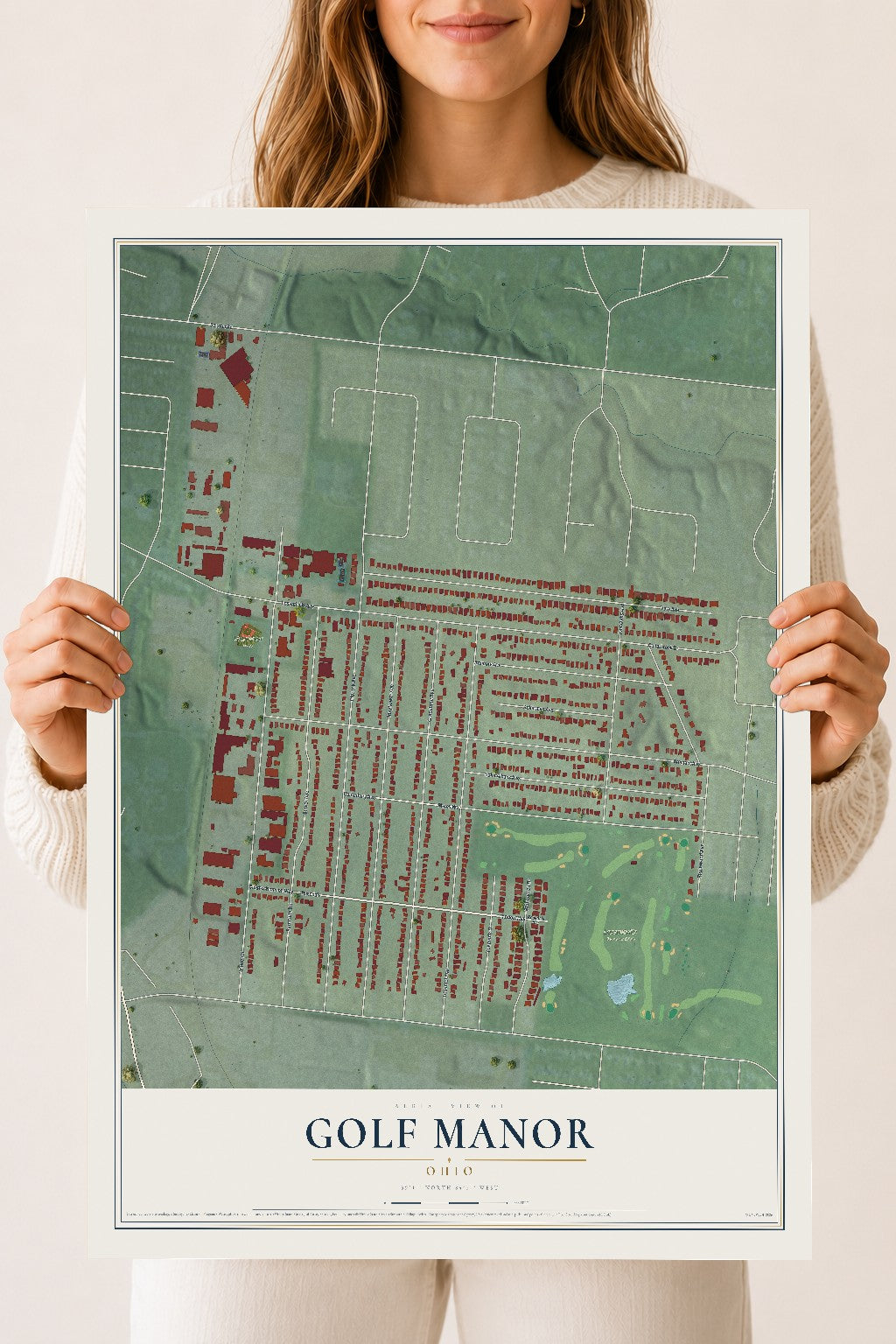 Map of Golf Manor, Ohio, 18 x 24 inch unframed archival matte print