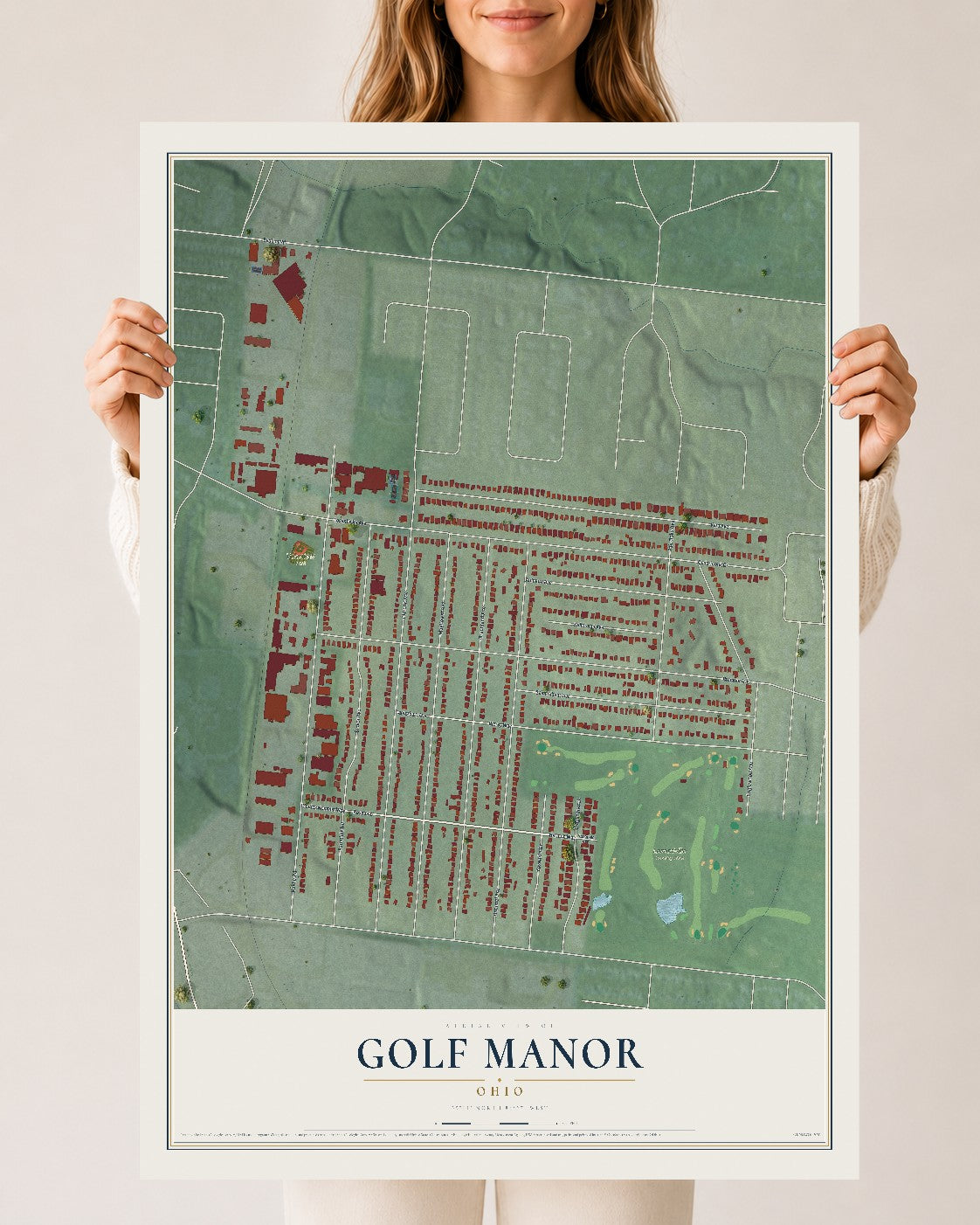 Map of Golf Manor, Ohio, 24 x 36 inch unframed archival matte print