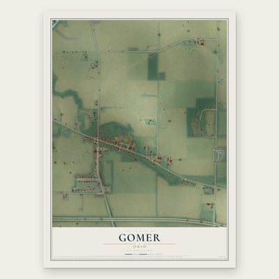Gomer, Ohio map print, the full design