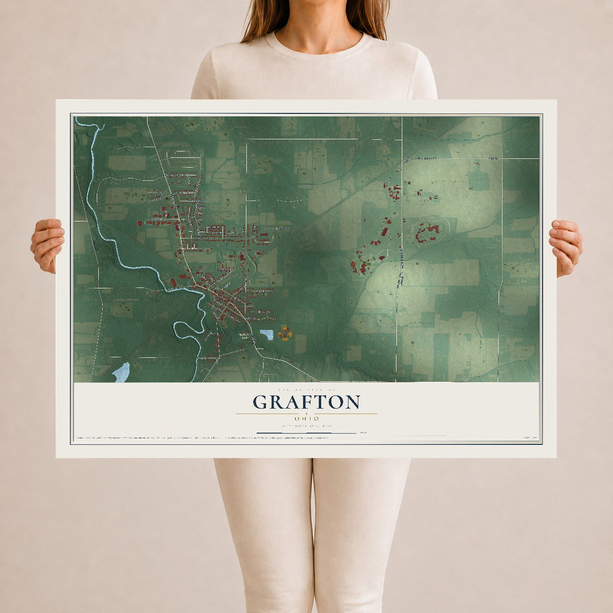 Map of Grafton, Ohio, 24 x 36 inch unframed archival matte print