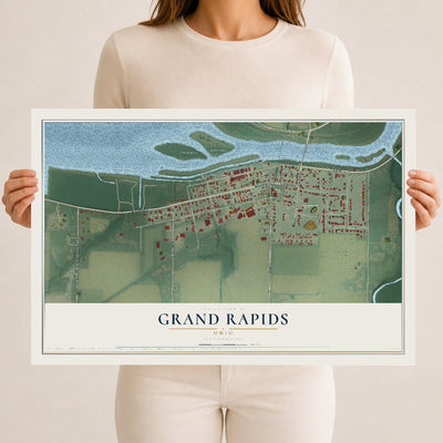 Map of Grand Rapids, Ohio, 12 x 18 inch unframed archival matte print