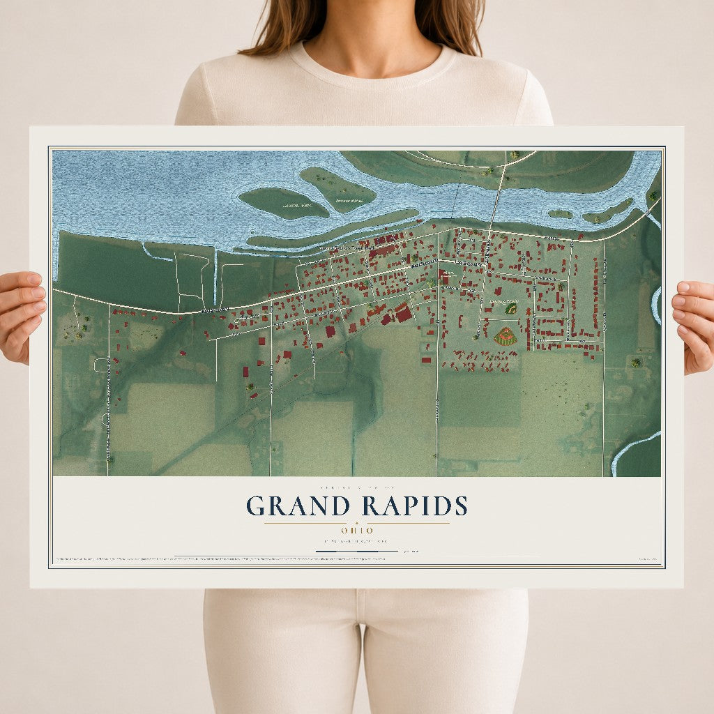 Map of Grand Rapids, Ohio, 18 x 24 inch unframed archival matte print