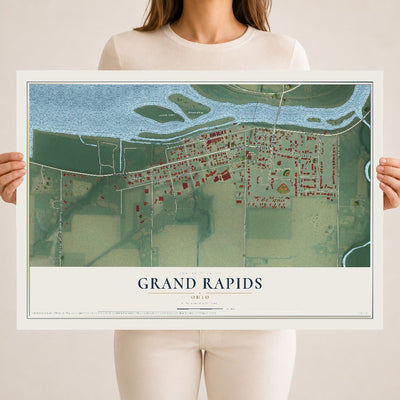 Map of Grand Rapids, Ohio, 18 x 24 inch unframed archival matte print