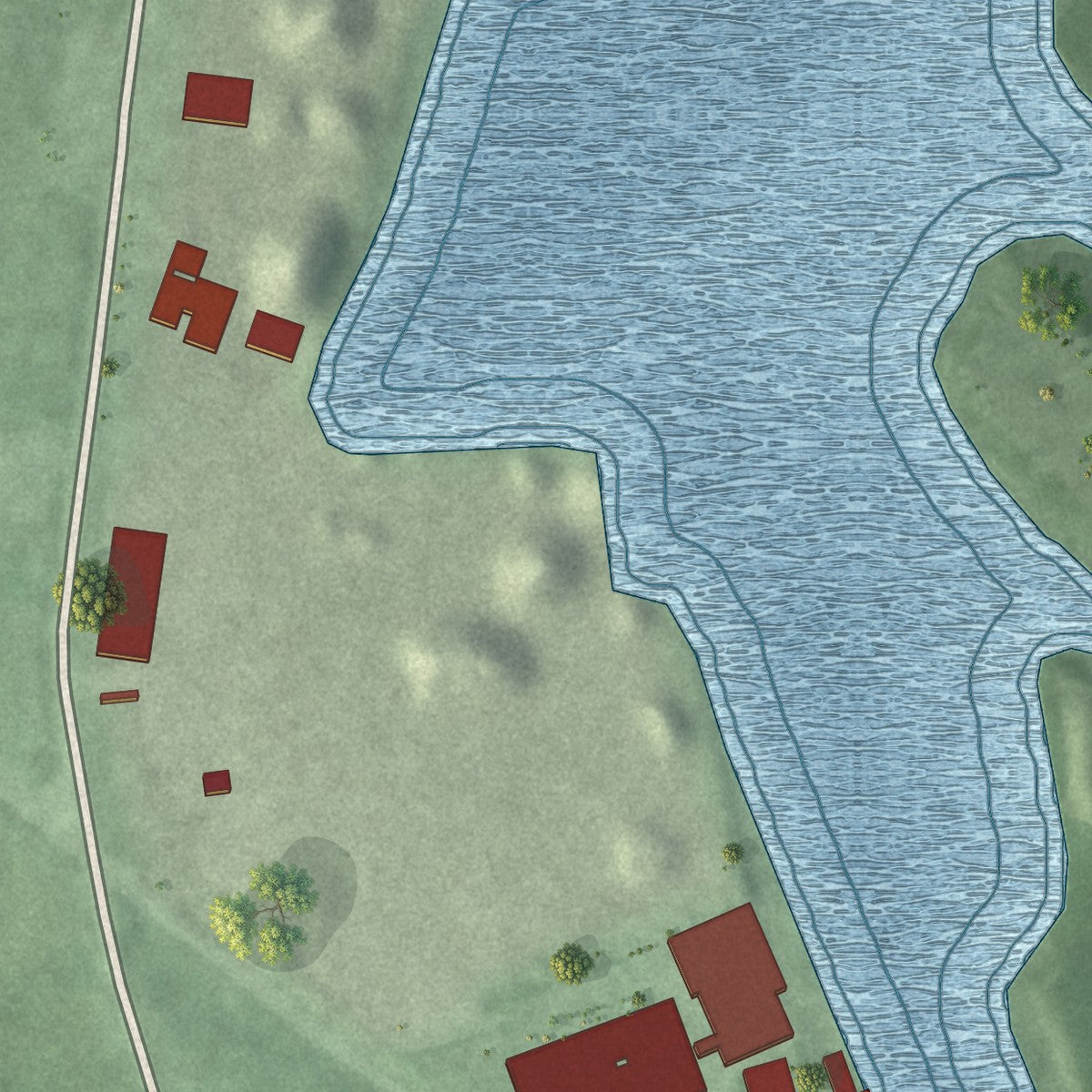 Second close-up of the map of Grand River, Ohio print showing more streets and buildings