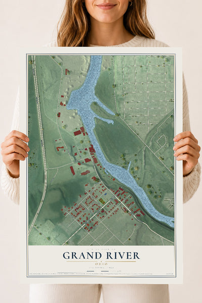 Map of Grand River, Ohio, 18 x 24 inch unframed archival matte print