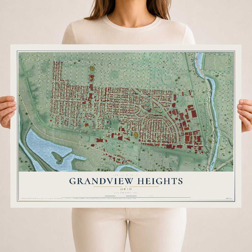 Map of Grandview Heights, Ohio, 18 x 24 inch unframed archival matte print