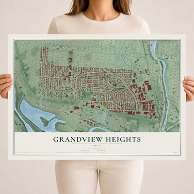 Map of Grandview Heights, Ohio, 18 x 24 inch unframed archival matte print