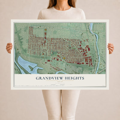 Map of Grandview Heights, Ohio, 24 x 36 inch unframed archival matte print