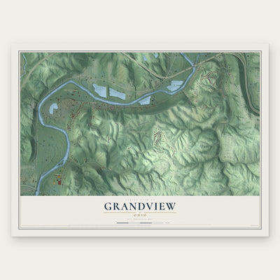 Grandview, Ohio map print, the full design