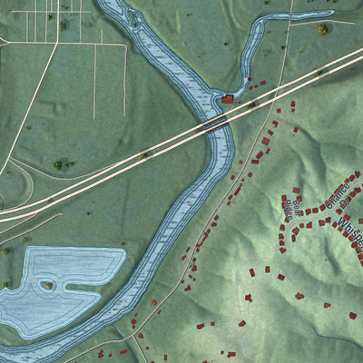 Close-up of the map of Grandview, Ohio print showing street and building detail