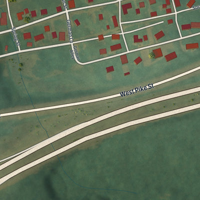 Close-up of the map of Gratiot, Ohio print showing street and building detail