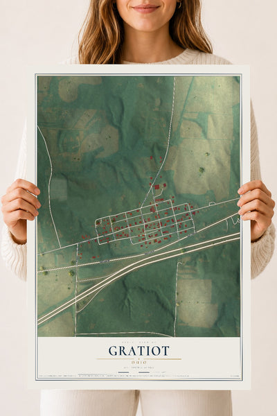 Map of Gratiot, Ohio, 18 x 24 inch unframed archival matte print